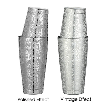 2-teiliges Boston Cocktail Shaker mit Ätzmuster, Bar-Cocktail-Shaker-Blech-Set – 800 ml und 500 ml