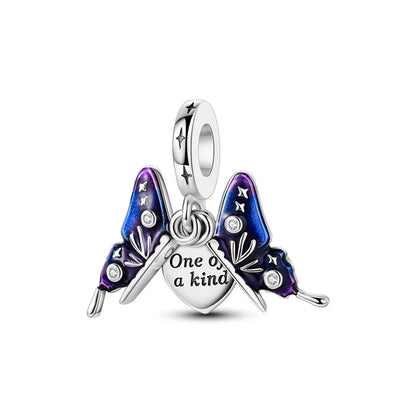 Heißer Verkauf, 925er-Sterlingsilber, Sterne und Mond, Perlen, Schmetterling und Engel, baumelnder Charm, passend für Armbänder, niedliche bunte Anhänger-Geschenke