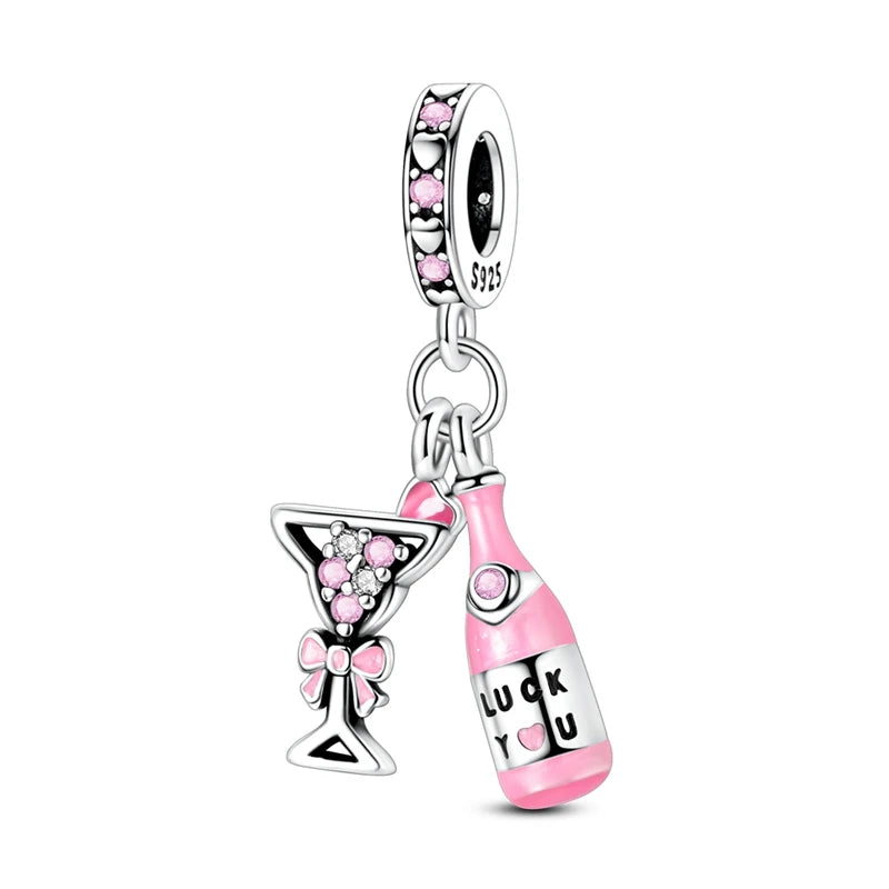 Neue Original 925 Sterling Silber Perlen Charme Schnaps Wein Serie Verschluss Anhänger Fit Original Armband Für Frauen DIY Schmuck Geschenk