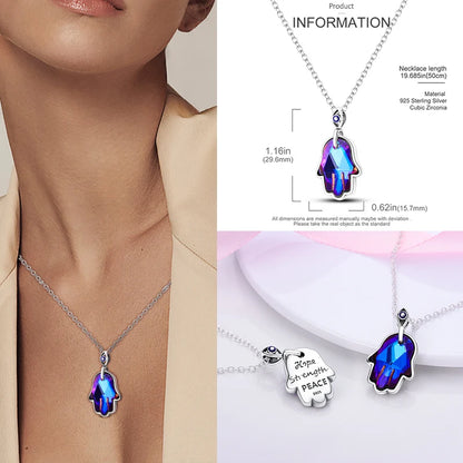 925 Sterling Silber blau Teufel Augen Palme Original Halskette Einhorn überlappen runde funkelnde Anhänger für Frauen Luxus Schmuck Geschenk