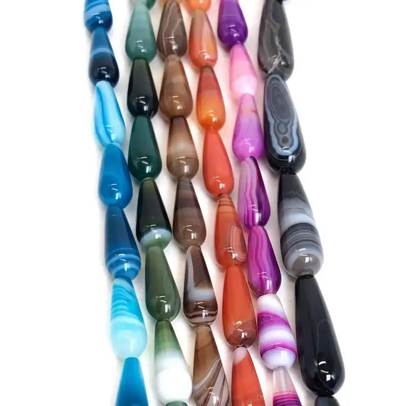 6x16mm/10X30mm Achat Wassertropfen Stein Perlen Natürliche Quarz Achate Lose Perlen für Schmuck Machen DIY Armband 15 ”