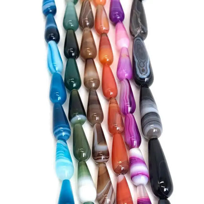 6x16mm/10X30mm Achat Wassertropfen Stein Perlen Natürliche Quarz Achate Lose Perlen für Schmuck Machen DIY Armband 15 ”
