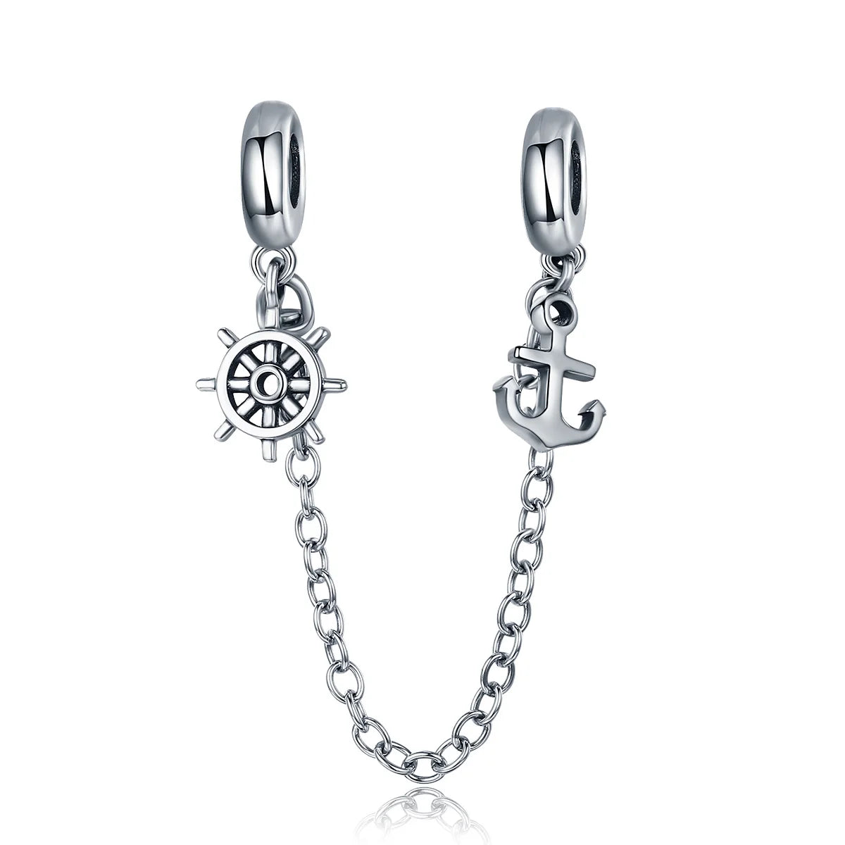 Bamoer Kompass-Anhänger aus 925er-Sterlingsilber, Emaille, blau, voll eingekreist, Zirkon-Perlen für Frauen, DIY-Halsketten-Zubehör, Kristall-Geschenk