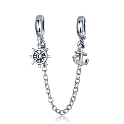 Bamoer Kompass-Anhänger aus 925er-Sterlingsilber, Emaille, blau, voll eingekreist, Zirkon-Perlen für Frauen, DIY-Halsketten-Zubehör, Kristall-Geschenk