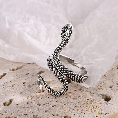 Retro Thai Silber Wicklung Schlangenform 925 Sterling Silber Schmuck Persönlichkeit Dominierendes Tier Exquisite Öffnungsringe R295