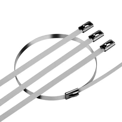 100 Stück 4,6 Edelstahl-Kabelbinder mm selbstsicher nde Hochleistungs-Kabelbinder Mehrzweck-Metall-Auspuffwickel-Verriegelung binder
