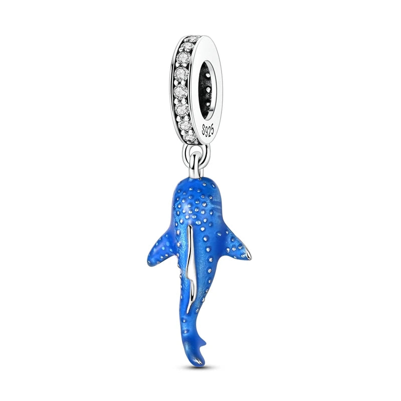 Beliebter Charm-Anhänger aus 925er-Sterlingsilber mit Delfin, sicherer Kette, Muschel und Qualle, passend für Armbänder, exquisites Strandparty-Geschenk