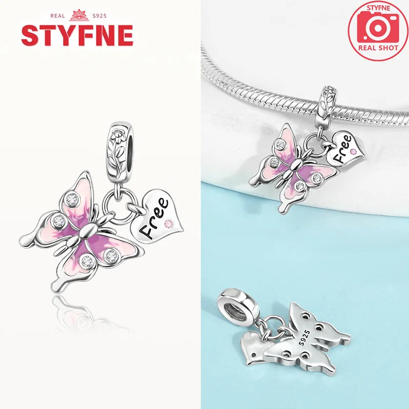 Neue Silber 925 Blaue Libelle Schmetterling Charms Perlen Fit Original Armband für Frauen DIY Edlen Schmuck Zubehör Perlen Geschenke