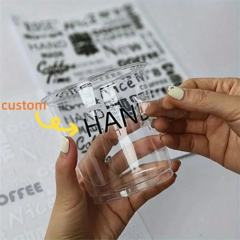 100 Stück permanent klebende, vielseitig einsetzbare, wasserfeste, waschbare Produktverpackungsetiketten, Abziehbilder, UV-Vinyl-Transferaufkleber, Etikett