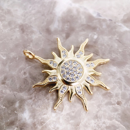 Anhänger Sun Star CZ Pave Sommer Winter Neu 925 Sterling Silber Edlen Schmuck Europa Stil Accessoires Geschenk für Männer Frau