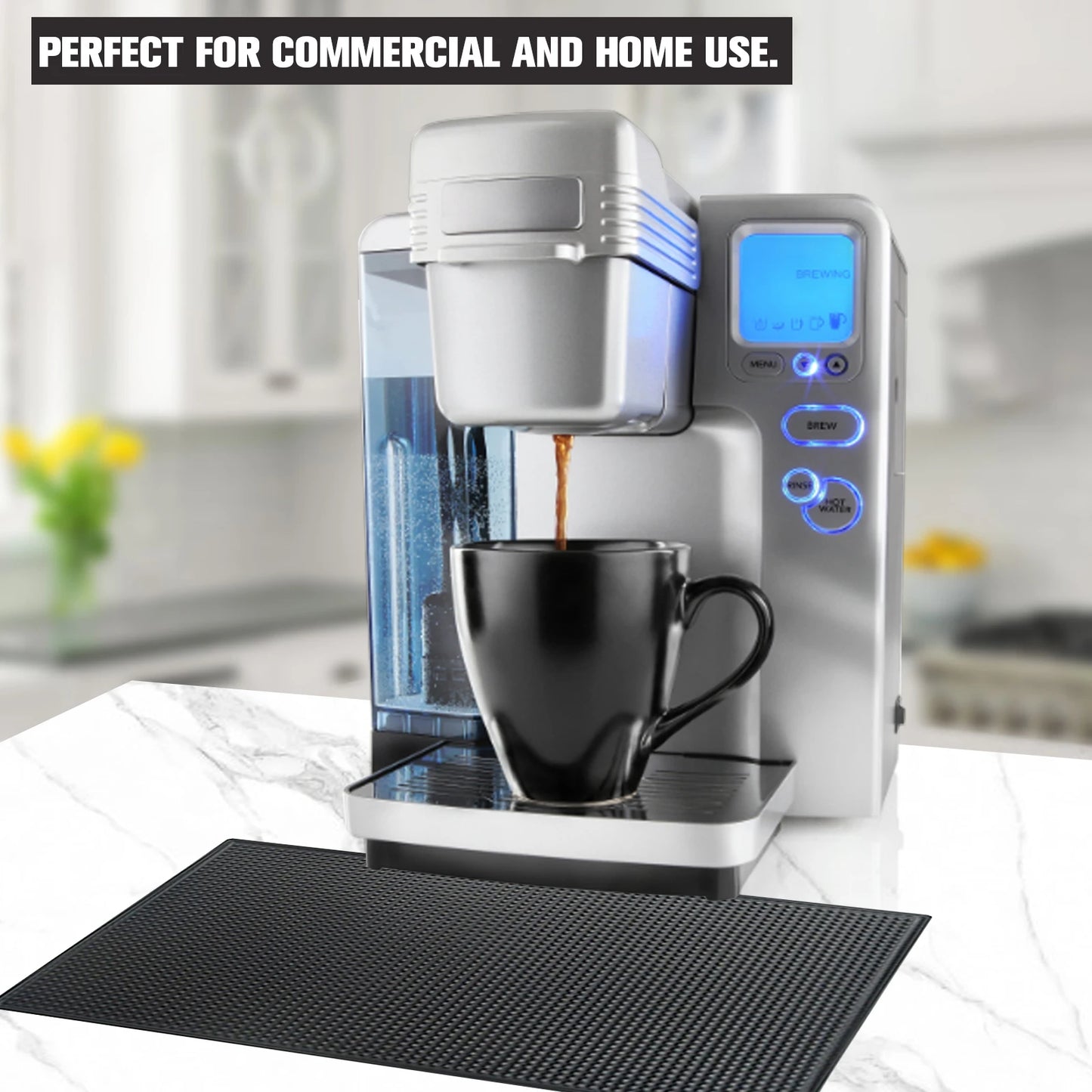 PVC-Barmatte, dick, langlebig, stilvoll, schwarz, Bar-Unterlaufmatte, rutschfest, ungiftig, Servicematte für Kaffeebars, verschleißfest, wasserdicht