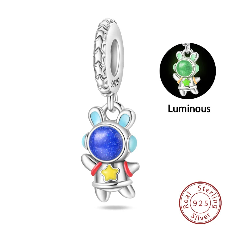 100 % 925 Sterling Silber Mode Raumfahrt Sammlung Rakete Astronaut Charms Perlen passen Qikaola Original Armband DIY Schmuck