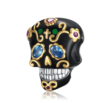 Atemberaubender Geisterrosen-Perlen aus 925er-Sterlingsilber und Spinnen-Seidenschädel-Anhänger, passend für Armbänder, Halloween-Anhänger, Accessoires, Geschenke