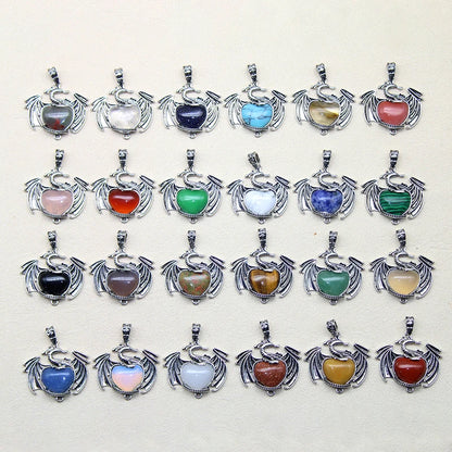 10 Stück bunte Drachen Naturstein Amethyst Quarz Kristall Herz Perle Anhänger für DIY Schmuck Halskette Anhänger Frauen Geschenke