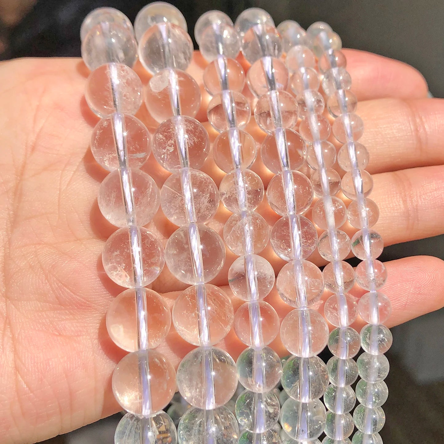 Großhandel Natursteinperlen Klarer Quarz Runde lose Perlen zur Schmuckherstellung 15,5 Zoll/Strang Auswahlgröße 4/6/8/10/12 mm -F00102