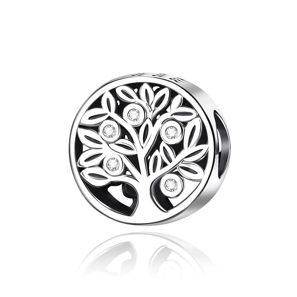 Wunderschöner Charm-Anhänger aus 925er-Sterlingsilber mit grünem Baum des Lebens, passend für DIY-Armband-Halskette. Ein Geschenk der Erlösung, das den Weg führt