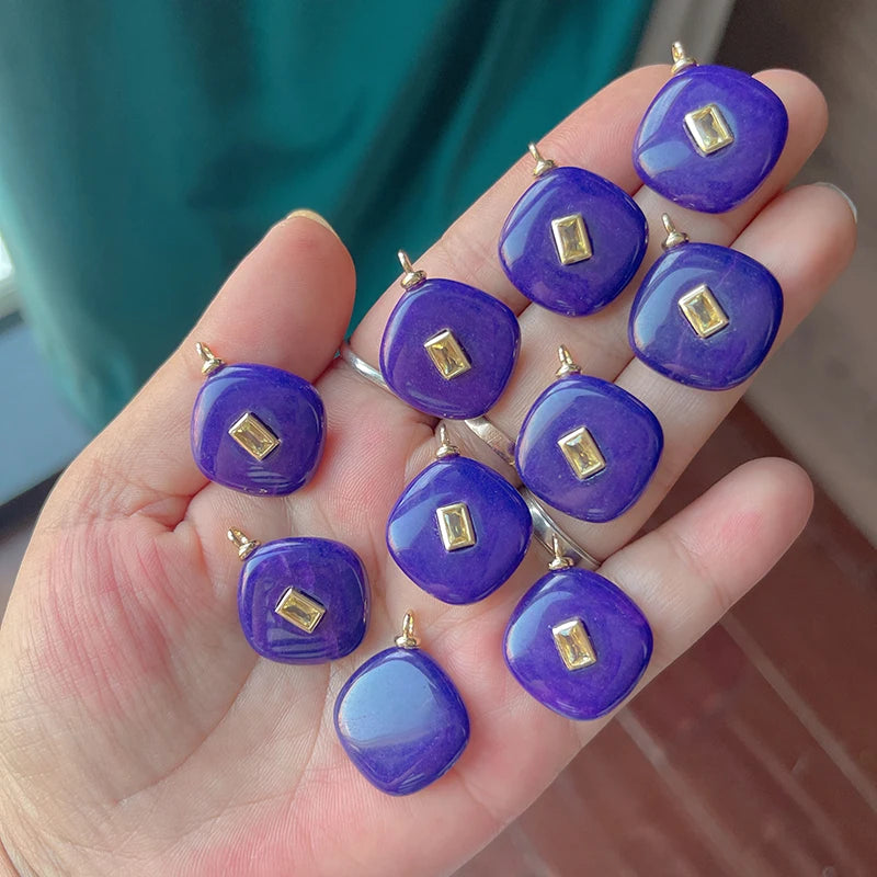 Jade Achat Amethyst Amazonit Wasser Gras Lapis Lazuli Charm Anhänger, 18K echt vergoldet Schmuck für Halskette Handwerk Herstellung S79