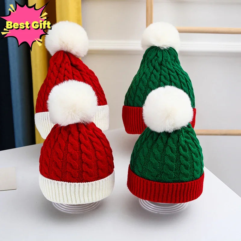 Weihnachten Weihnachten Santa Neujahr Hut Outdoor Winter Warme Häkeln Stricken Mützen Schädeldecke Pompom Kappe Motorhaube Party Geschenke Für Erwachsene Kinder