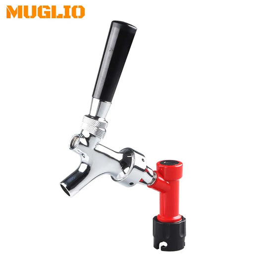 Bierfass-Wasserhahn mit Edelstahlschaft und Pin-Lock zum Trennen eines verchromten Körpers