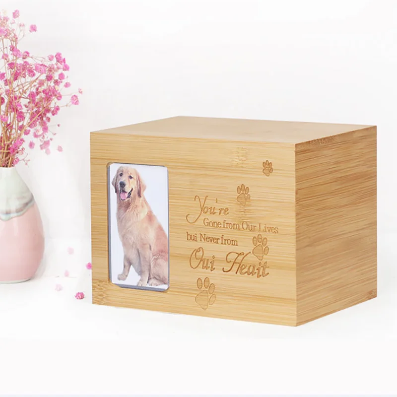 Haustier-Urnen für Hunde, Asche, elegante, geschenkbare Haustier-Gedenkbox mit Bilderrahmen, sichere Erinnerungsurne aus Holz für Haustiere