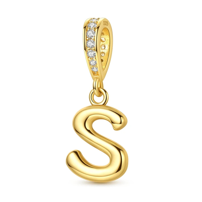 Goldfarbene Charms aus 925er Sterlingsilber, original goldene Sicherheitskette, runder Abstandshalter-Clip-Charm, DIY-Schmuck für Damen, Armband, Geschenk