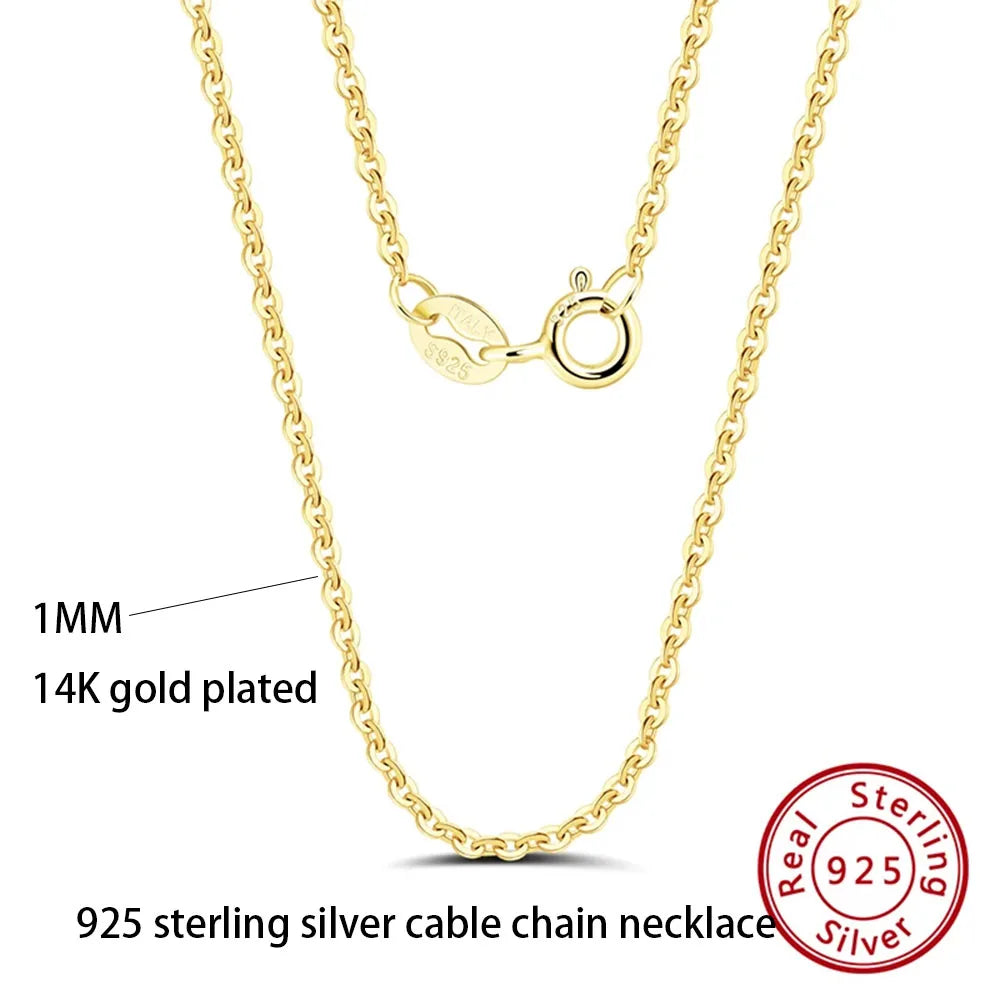 Effie Queen 100% 925 Sterling Silber Basis-Kettenhalsketten Box/Schlangen-/Chopin-/Figaro-Kette mit Perlen 40-60cm Unisex DIY Alltagskleidung