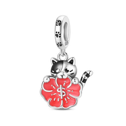 Rote Serie 925er Sterlingsilber Kamera Apfel Herzförmiger Koi Feuerwerkskörper Gott Reichtum Charm Passend für DIY Armband Halskette Partygeschenke