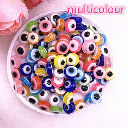 50 Stück 6/8/10 mm ovale Perlen Evil Eye Harz Spacer Perlen für Schmuckherstellung DIY Armband Perlen # 01