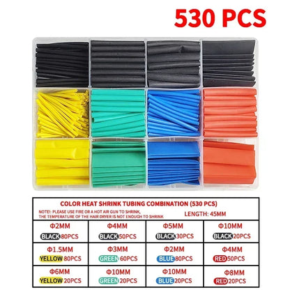 530/560/580/800PCS Schrumpfschläuche kit 2:1 Schrumpf Draht Schrumpfen Wrap Schläuche Draht verbinden Abdeckung Schutz