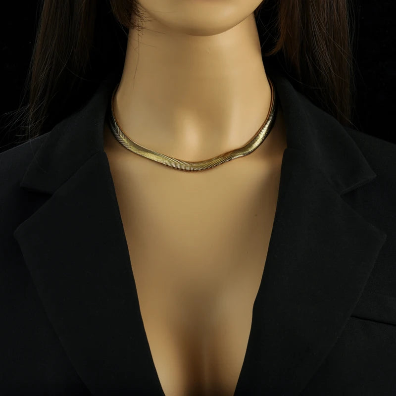 EILIECK 316L Edelstahl Gold Farbe Dicke Schlange Kette Halskette Für Frauen Mädchen Trendy Wasserdicht Schmuck Dame Geschenk Party