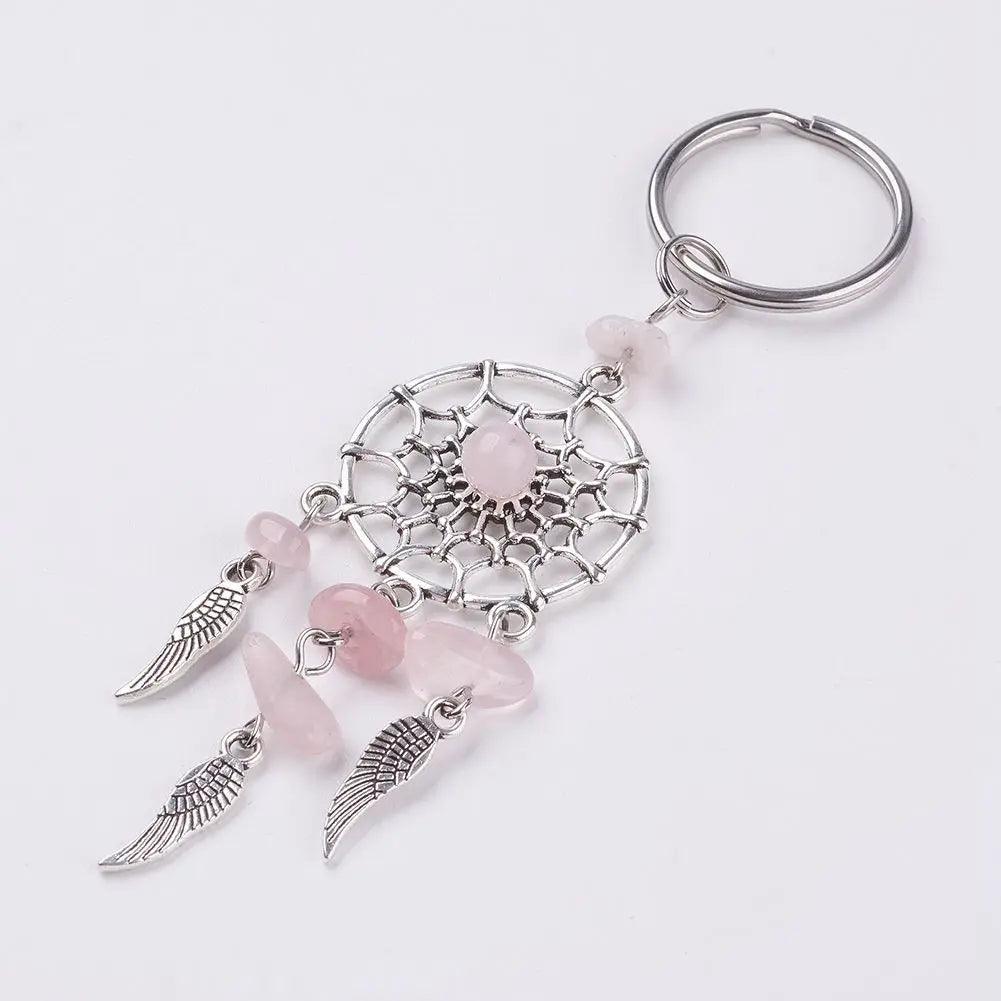 Naturstein Traumfänger Schlüsselanhänger Taschenanhänger Mode Boho Schmuck Flügel Schlüsselanhänger Opal für Frauen Mädchen Party Geschenk