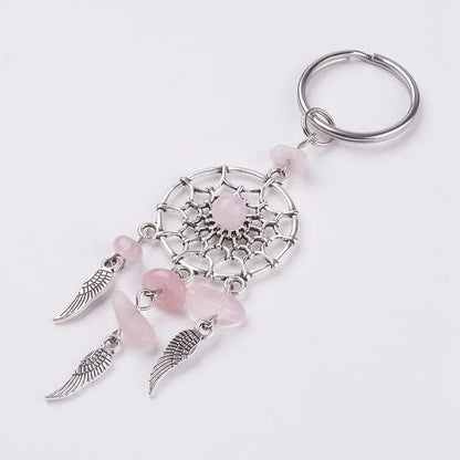 Naturstein Traumfänger Schlüsselanhänger Taschenanhänger Mode Boho Schmuck Flügel Schlüsselanhänger Opal für Frauen Mädchen Party Geschenk
