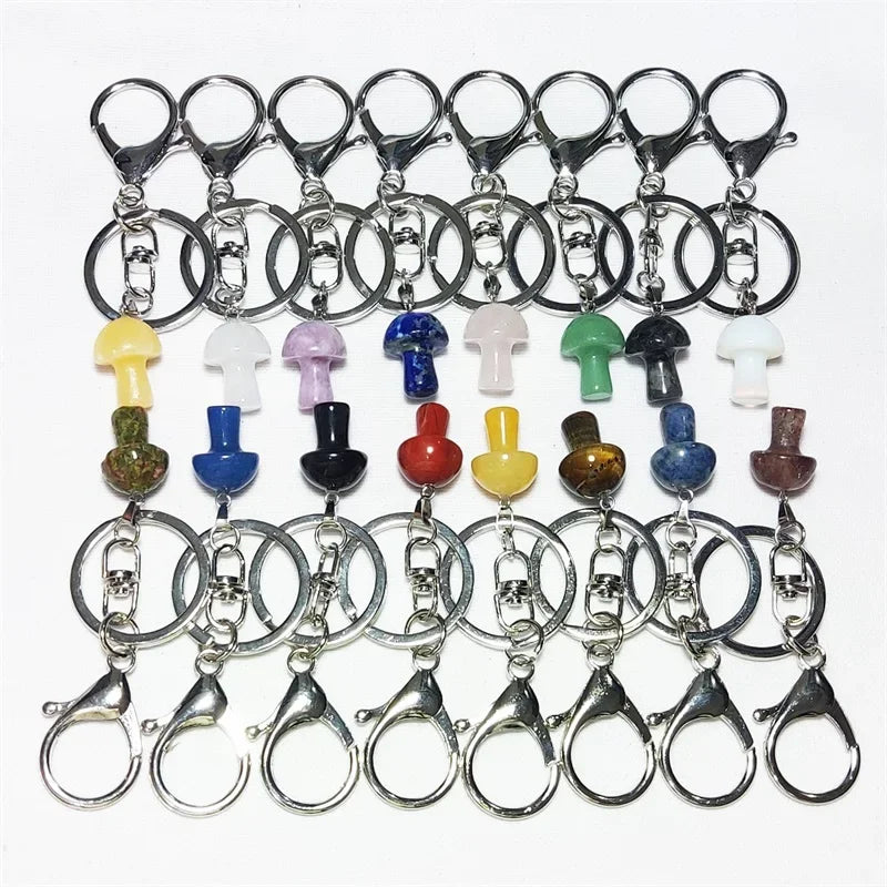 20 stücke Natürliche Raue Rohstein Kristall Quarz Schlüsselbund Frauen Männer Handtasche Hangle Auto Schlüssel Halter Raw Mineral Stein Schlüsselring schmuck