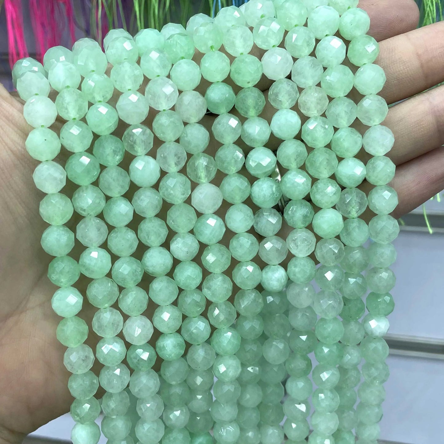 8MM Natürliche Stein Faceted Aquamarine Morganite Turmalin Apatit Runde Spacer Perlen Diy Für Schmuck Machen Zubehör