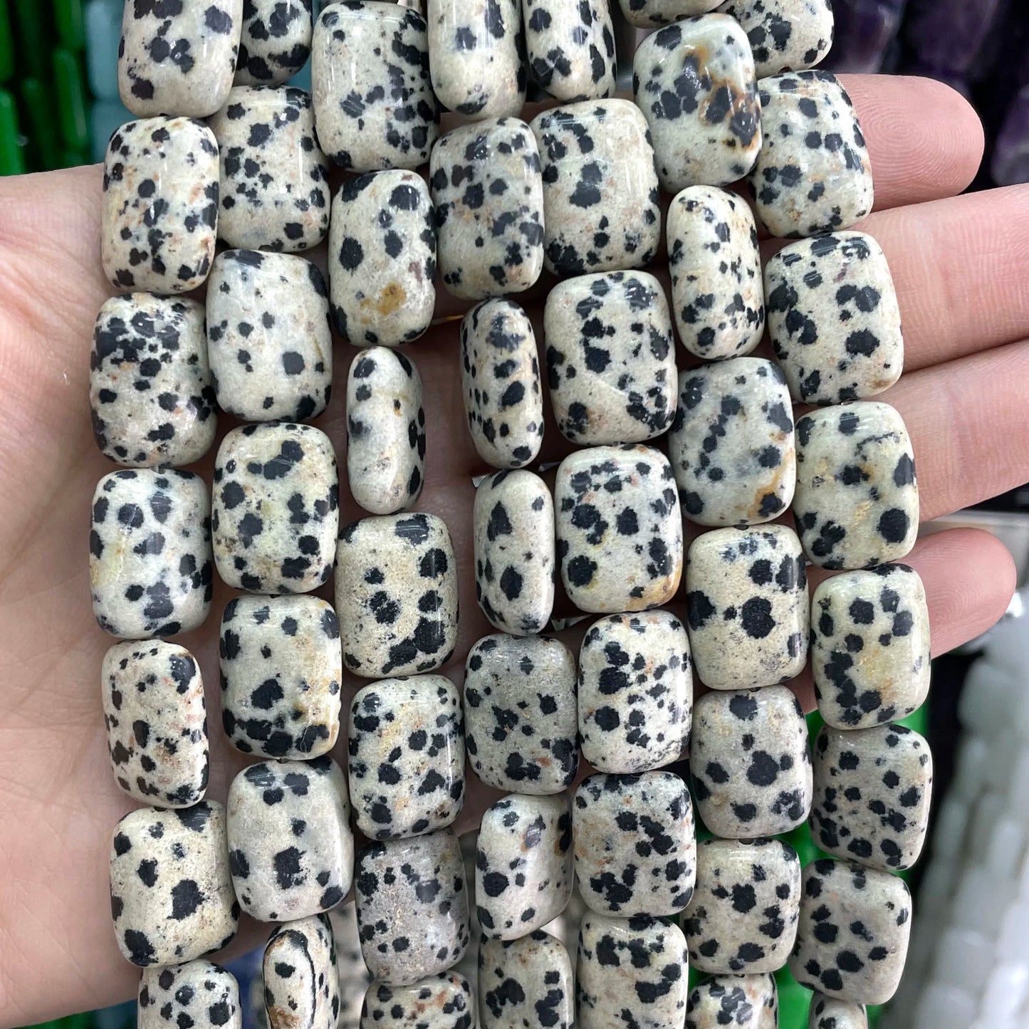 Natürliche Stein Dalmatiner Jaspis Runde Würfel Facettierte Rondelle Lose Spacer Perlen Für Schmuck Machen Charms DIY Armbänder Halskette