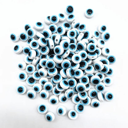 50 Stück 6/8/10 mm ovale Perlen Evil Eye Harz Spacer Perlen für Schmuckherstellung DIY Armband Perlen # 01