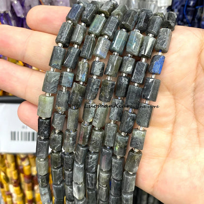 8x12mm Naturstein Grüner Malachit Unregelmäßiger Zylinder Lose Distanzperlen für Schmuckherstellung Diy Armband Charms Zubehör