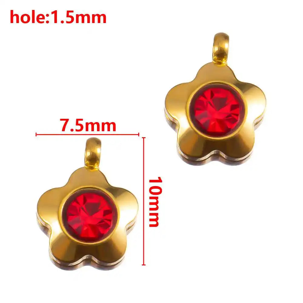 2/5/10 stücke Edelstahl Zirkon Anhänger Herz Blume Charms Für DIY Schmuck Machen Armband Handgemachte Accessoires Großhandel