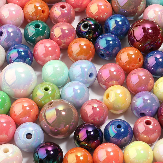 20-200 teile/los UV Überzug Acryl Perlen Runde Spacer Lose Perlen Für Schmuck Machen Armband Halskette DIY Schlüsselanhänger Zubehör