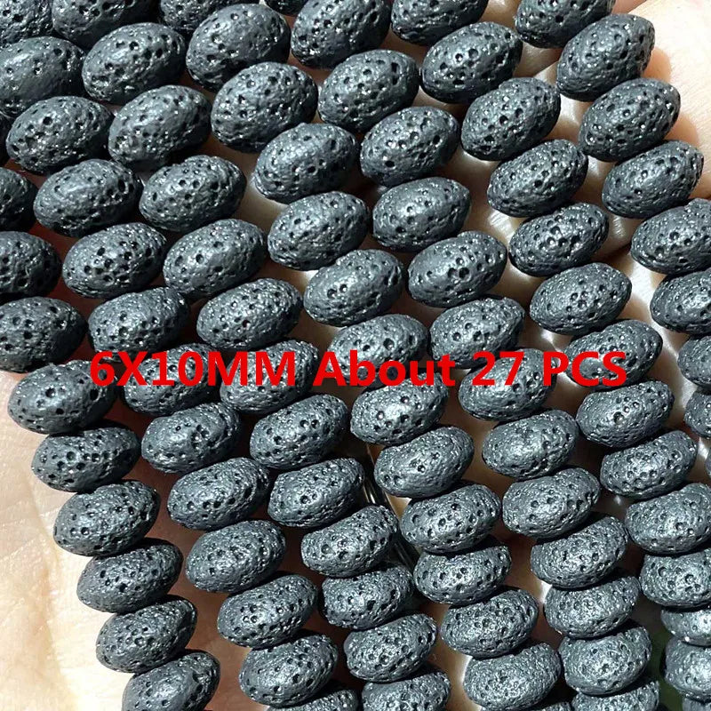 Natürliche Stein Schwarz Vulkanischen Lava Zylinder Räder Quadrat Runde Form Spacer Perlen Für Schmuck Machen Diy Armband Zubehör