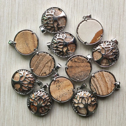 Großhandel 12 teile/los mode naturstein legierung baum des lebens mix Anhänger für halsketten schmuck zubehör machen schnelle versand