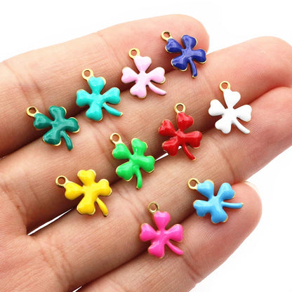 20 Stück 13x10mm Edelstahl Emaille Klee Blume Charms Anhänger Edelstahl DIY Schmuck Herstellung Zubehör Ergebnisse