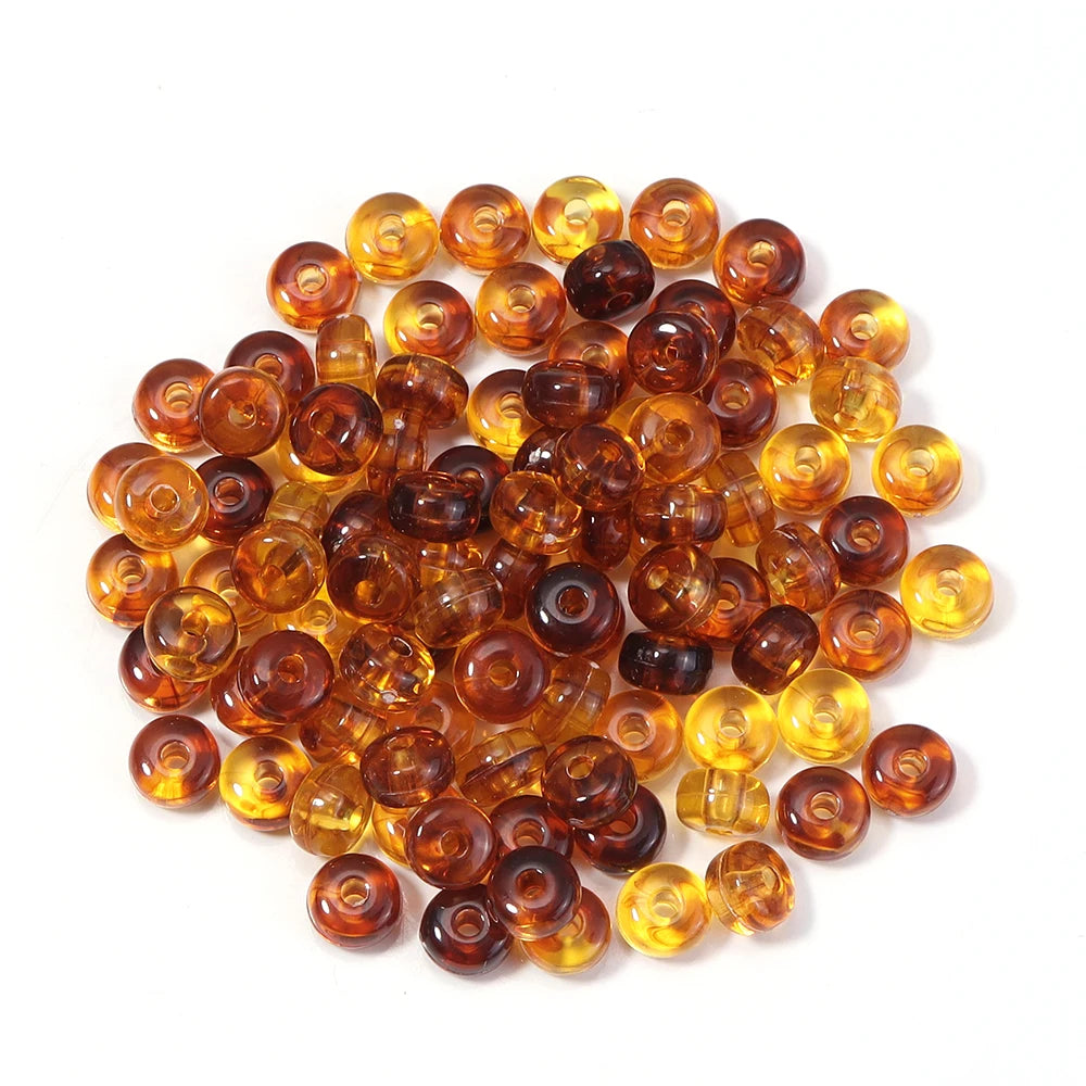 10–100 Stück bernsteinfarbene Acrylperlen, ovale, quadratische, herzförmige, röhrenförmige, kürbisförmige, lose Perlen für die Schmuckherstellung, DIY-Armbänder, Halsketten