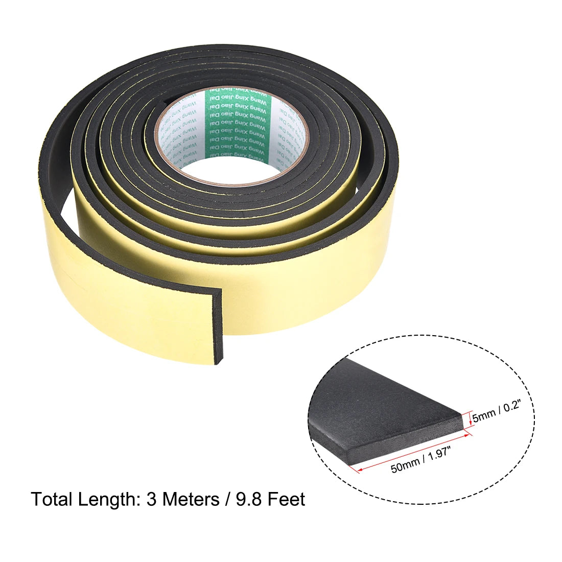 Uxcell 2 Stück Dichtungs-Schaumstoffband, 5–50 mm breit, 1/2/3/5 mm dick, 3/4/5 m lang, selbstklebende Wetterschutzleiste für Fenster- und Türisolierung