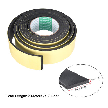 Uxcell 2 Stück Dichtungs-Schaumstoffband, 5–50 mm breit, 1/2/3/5 mm dick, 3/4/5 m lang, selbstklebende Wetterschutzleiste für Fenster- und Türisolierung
