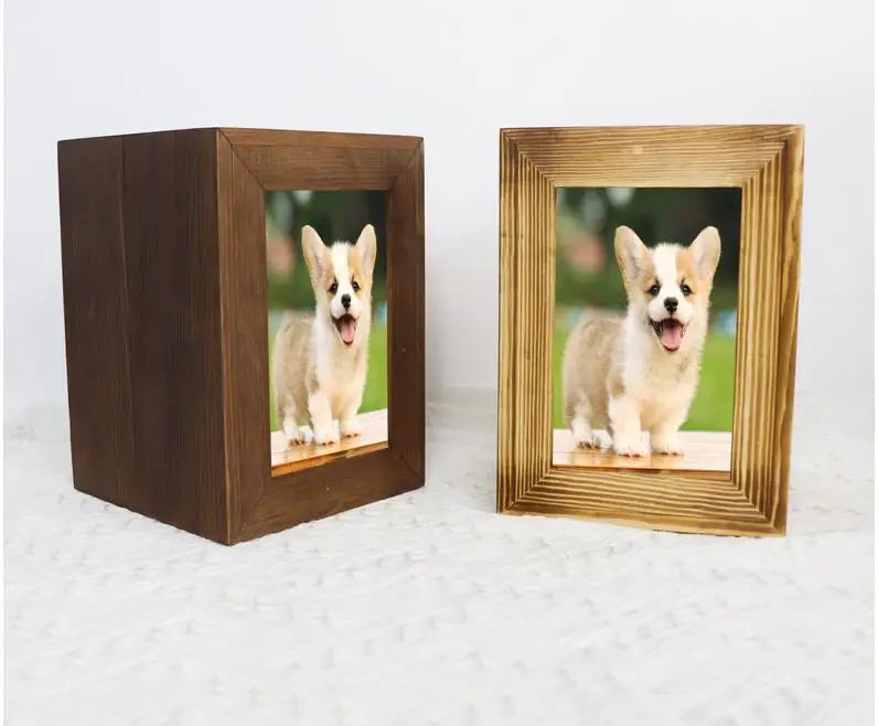 Hund Urnen Pet Memorial Holz Urnen für Hund Asche Sarg Katze Memorial Beerdigung Sarg Hunde Beerdigung Box mit Fotos Rahmen holz Box