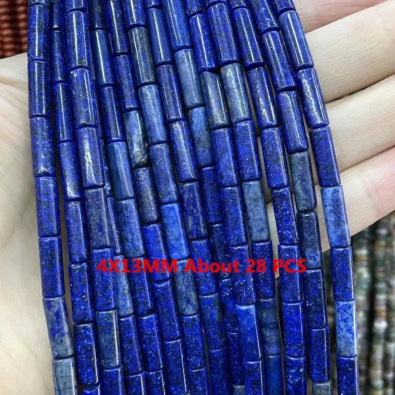 Natürliche Lapislazuli Runde Rohr Facettierte Lose Spacer Stein Perlen Für Schmuck Machen DIY Handgemachte Armbänder Halskette Zubehör