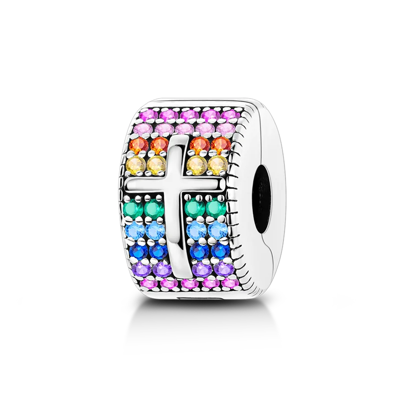 Silberverschluss, 925er-Sterlingsilber, CZ-Pflaster-Clip-Charms, Gänseblümchen-Perlen, Stopper, Sicherheitskette, passend für Original-Armreif, Schmuck-Clip