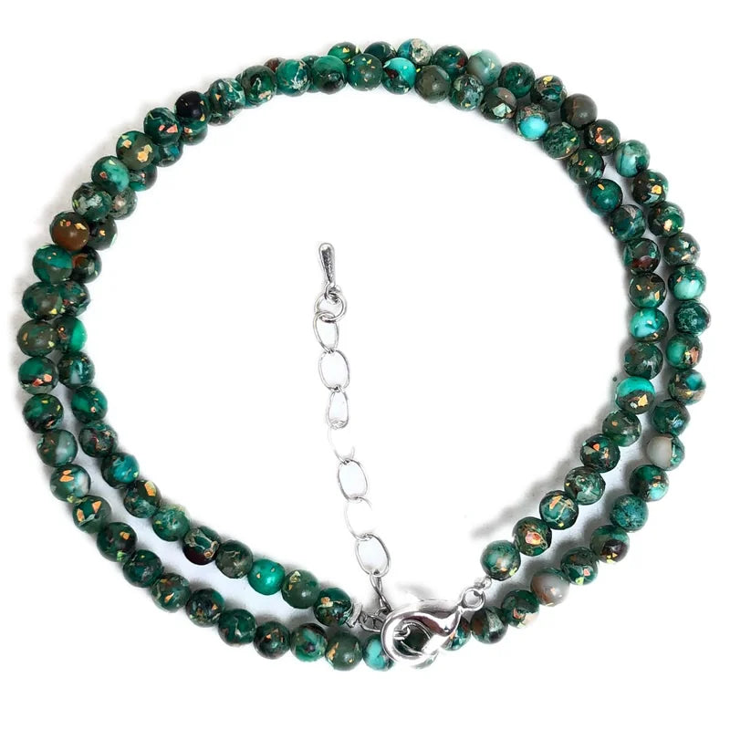 Natürliche 4mm Fluorit Amethyst Sonnenstein Apatit Quarz Perlen Halskette mehrere Farben Geschenke für Mädchen Mode Armband Halsband