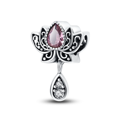 Lotus-Charm-Anhänger aus 925er-Sterlingsilber mit Zirkonia, passend für DIY-Armband-Halskette, Geschenk für Sie, Colgante Plata